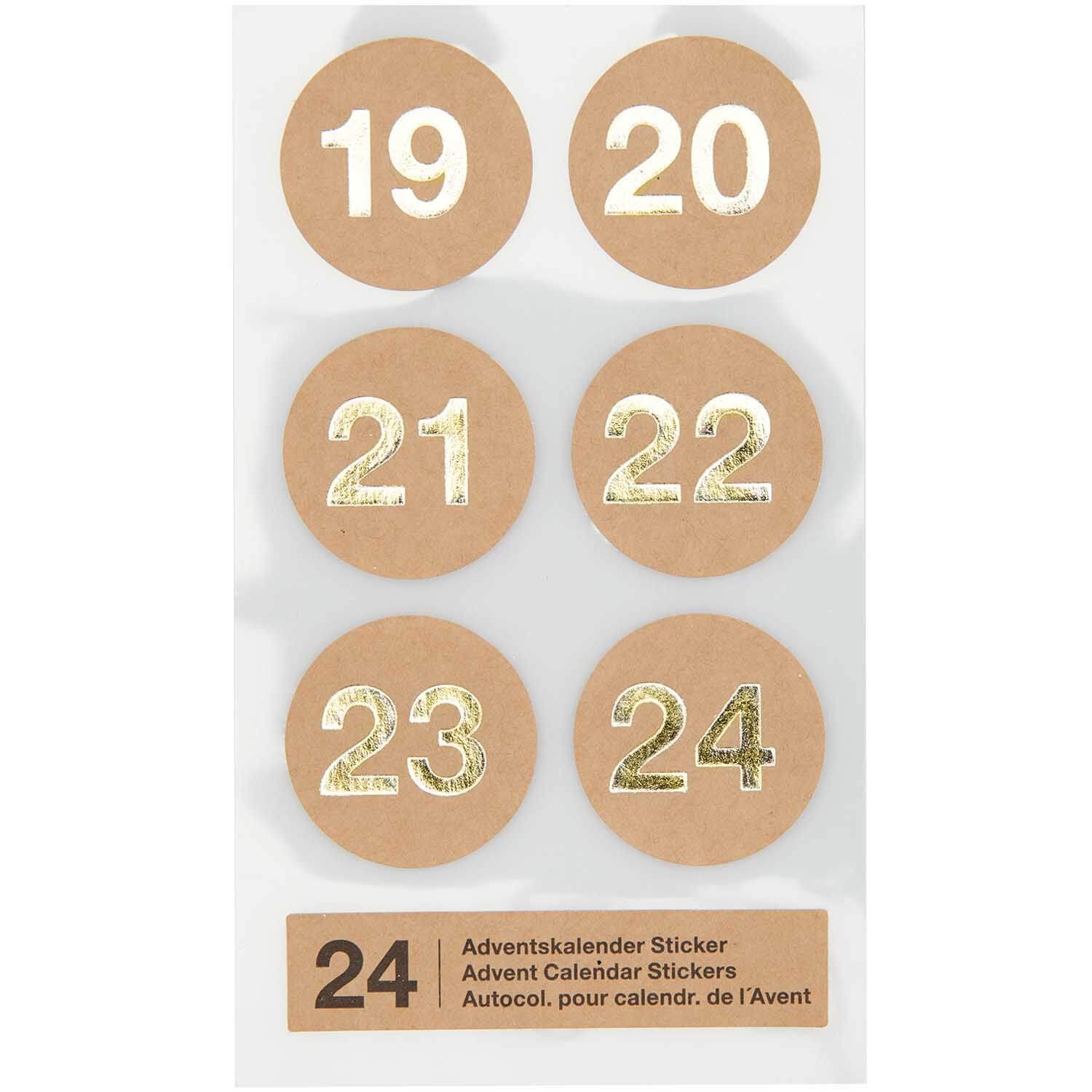 300135_5-1 ADVENTSKALENDER STICKER ZAHLEN 1-24 KRAFTPAPIER PAPER POETRY