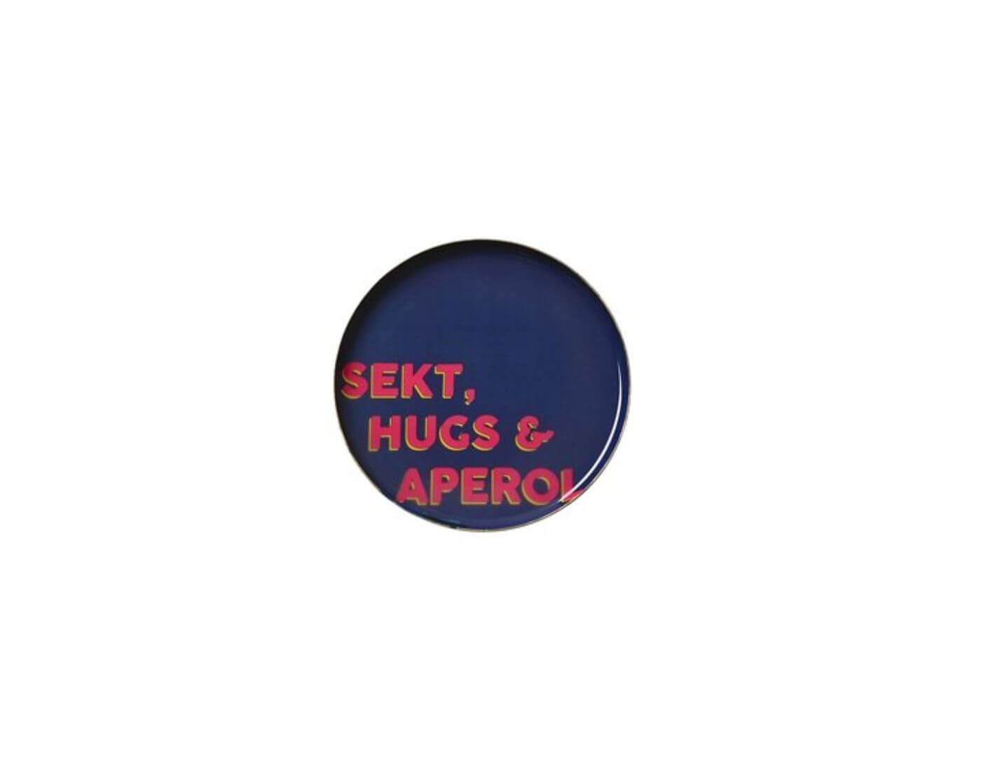 Love Trays, Dekotablett, XS, Sekt, Hugs & Aperol, rund, blau