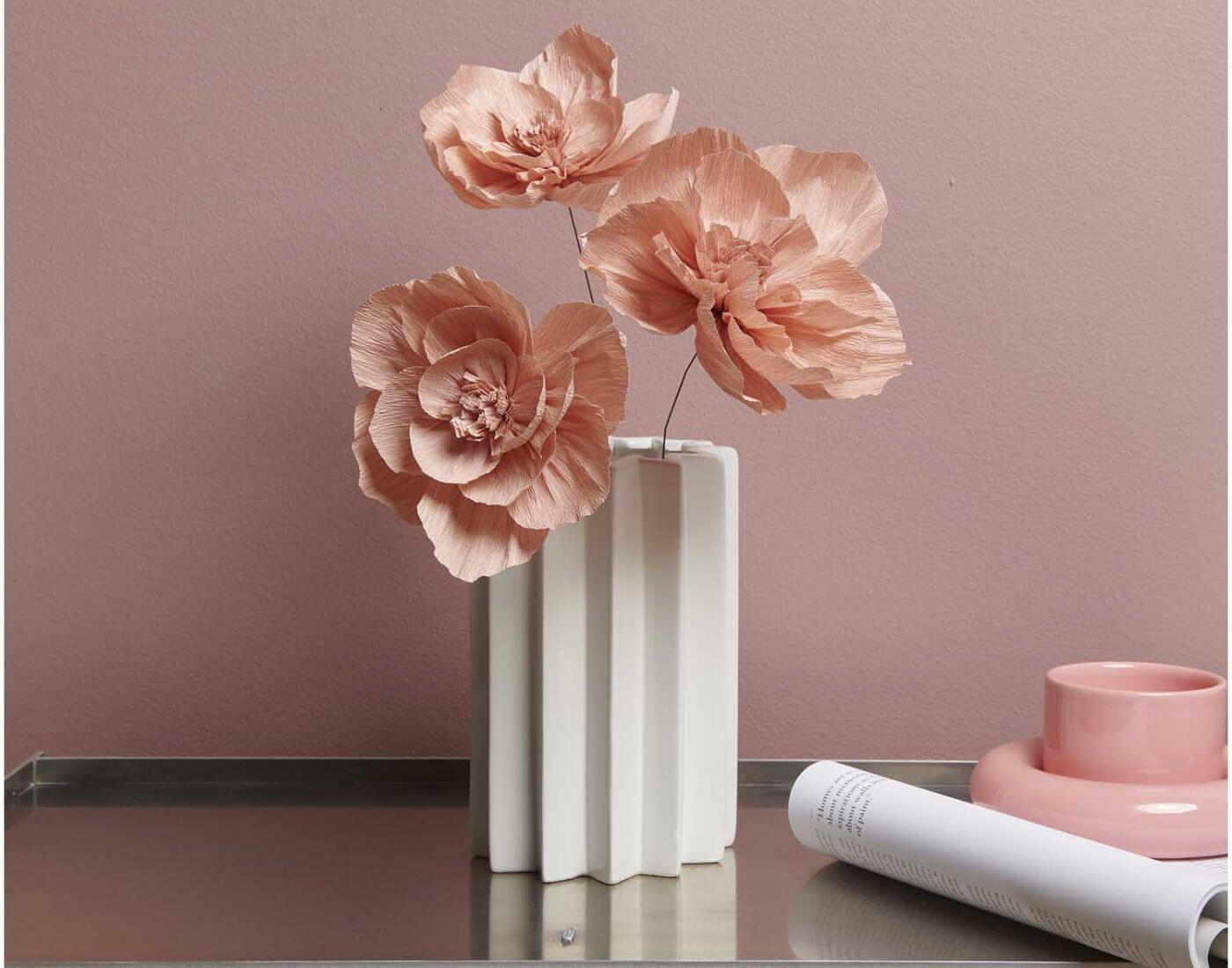 Krepppapier Blüten, terracotta (3 Stück)