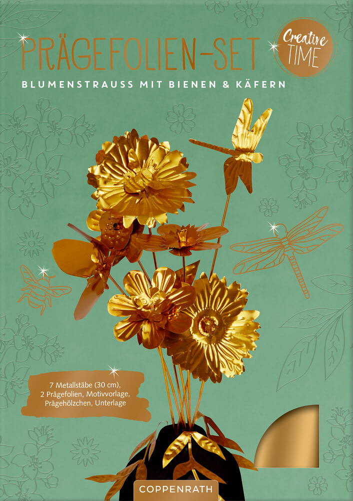 Prägefolien-Set: Blumenstrauß mit Bienen - Creative Time