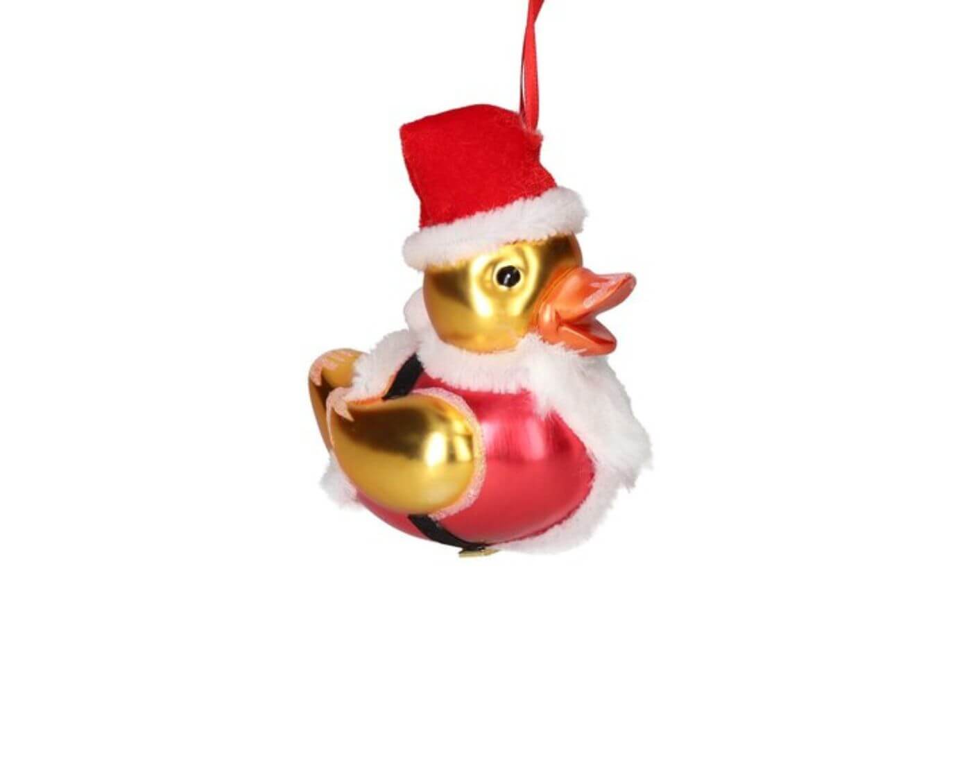 Hänger Santa Ente, gold/rot