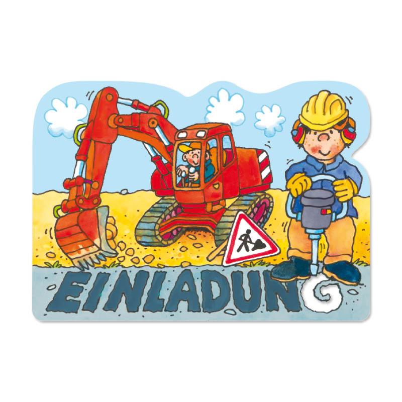 Einladungs-Set Bagger Stanzkarte