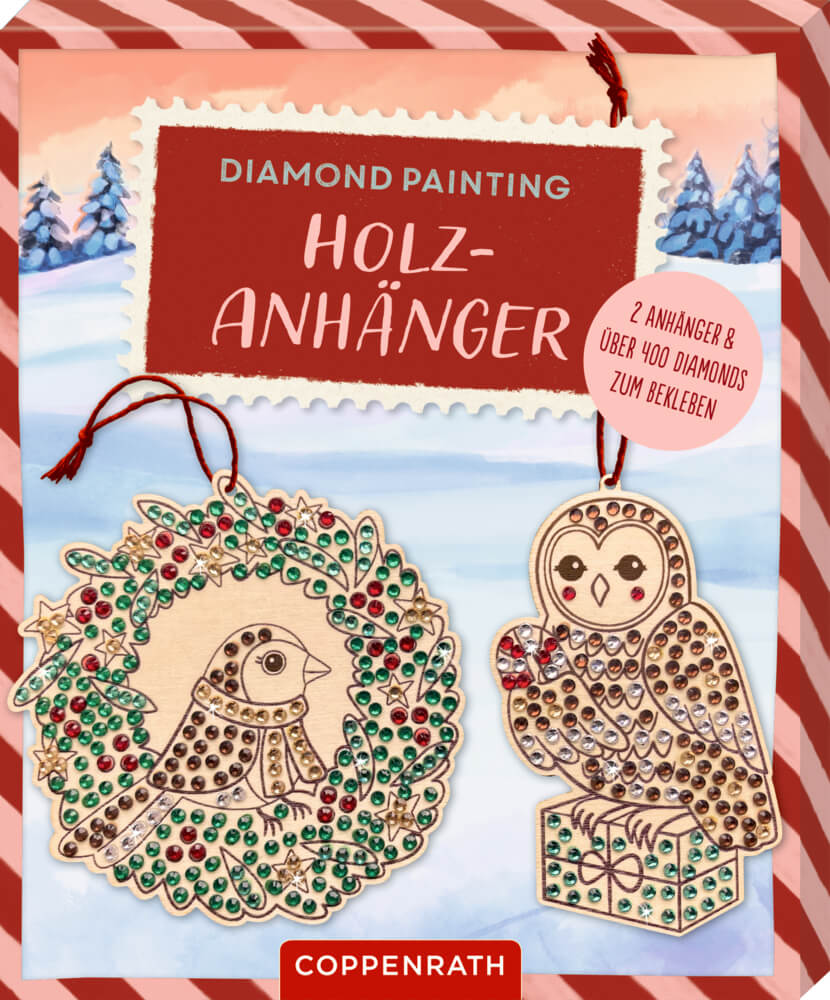 Diamond Painting Holzanhänger: Eichhörnchen/Vögel (Weihnachten) (einzeln)