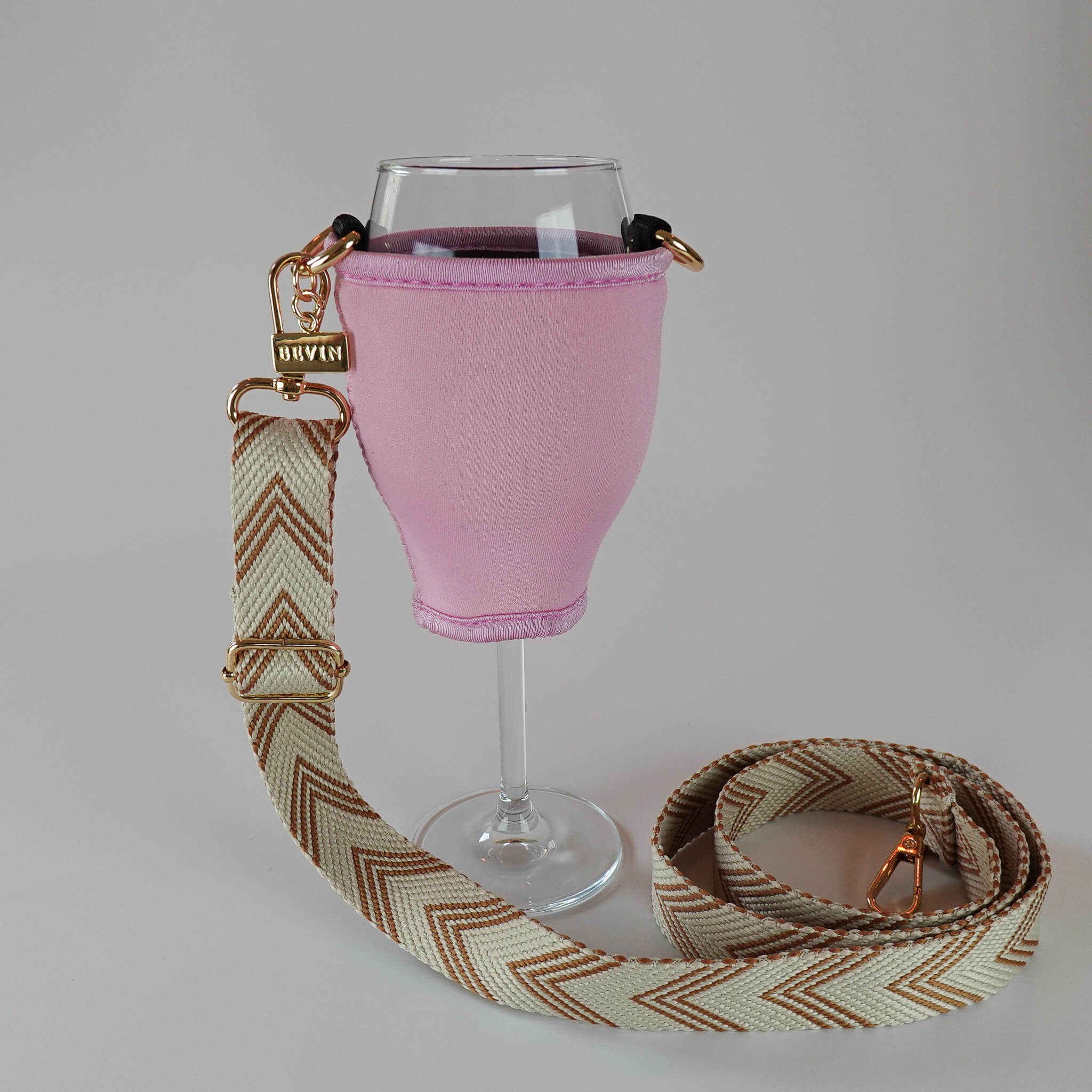 Strap für Weinglashalter - creme / braun Strap für Weinglashalter - creme / braun