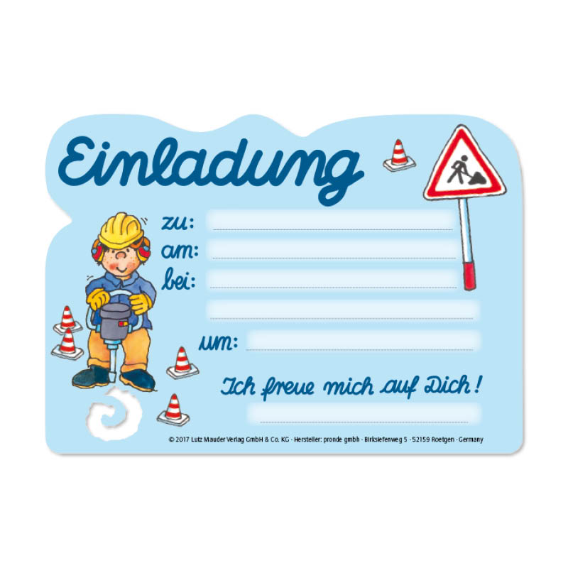 3219_02 Einladungs-Set Bagger Stanzkarte