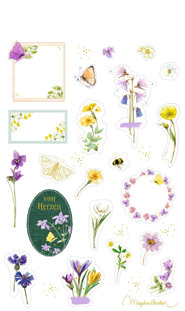 Stickerbogen: Sticker u. Etiketten GartenLiebe - M. Bastin