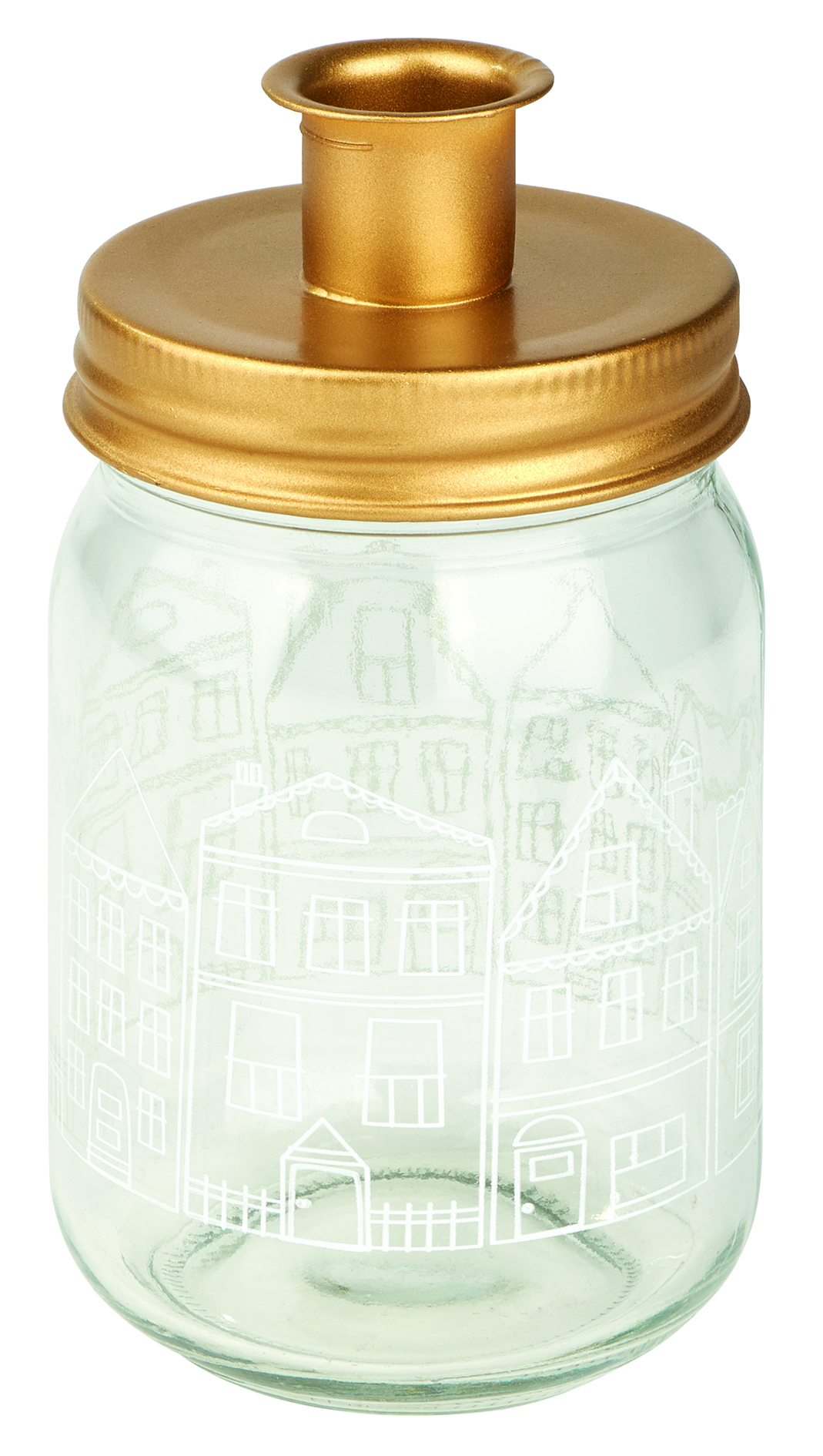 16712_gold Kerzenhalter Glas Winterwunder