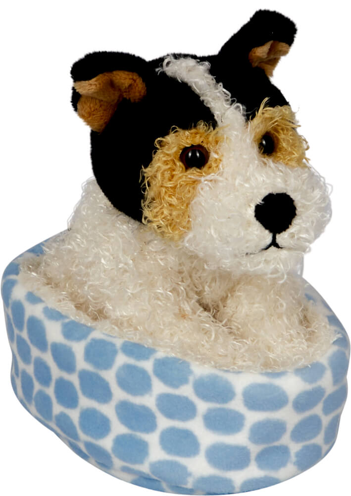 Foxterrier Boomer im Korb - Lustige Tierparade