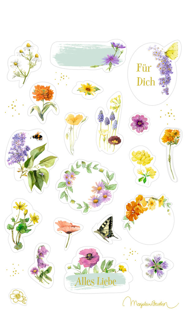 Stickerbogen: Sticker u. Etiketten GartenLiebe - M. Bastin