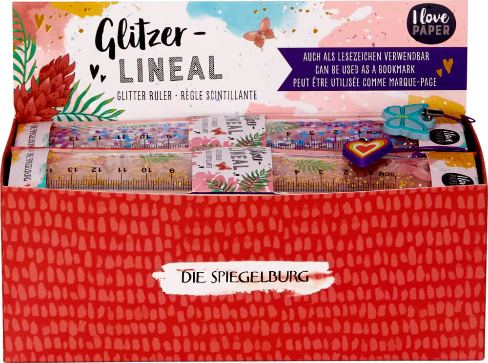 Glitzer-Lineal - I love Paper (einzeln)