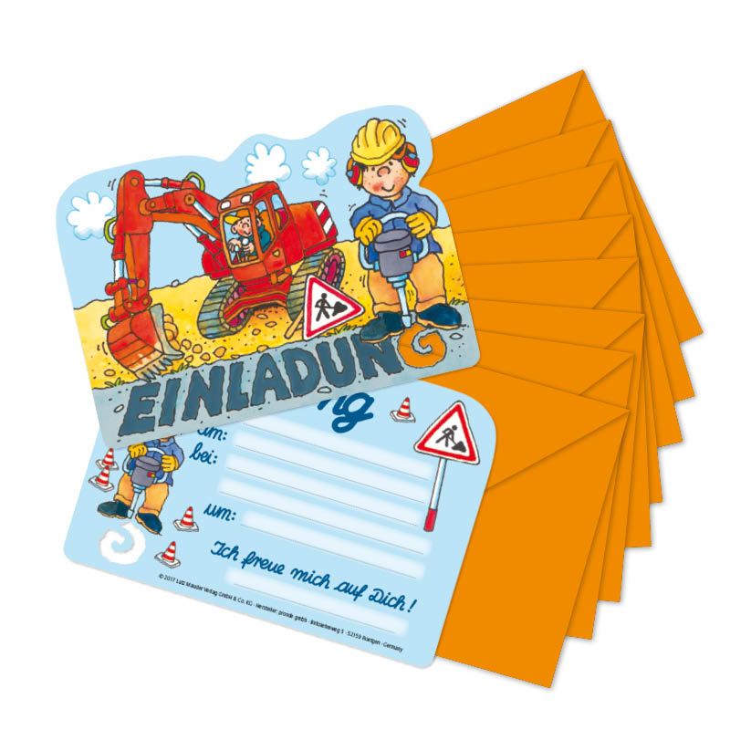 3219 Einladungs-Set Bagger Stanzkarte