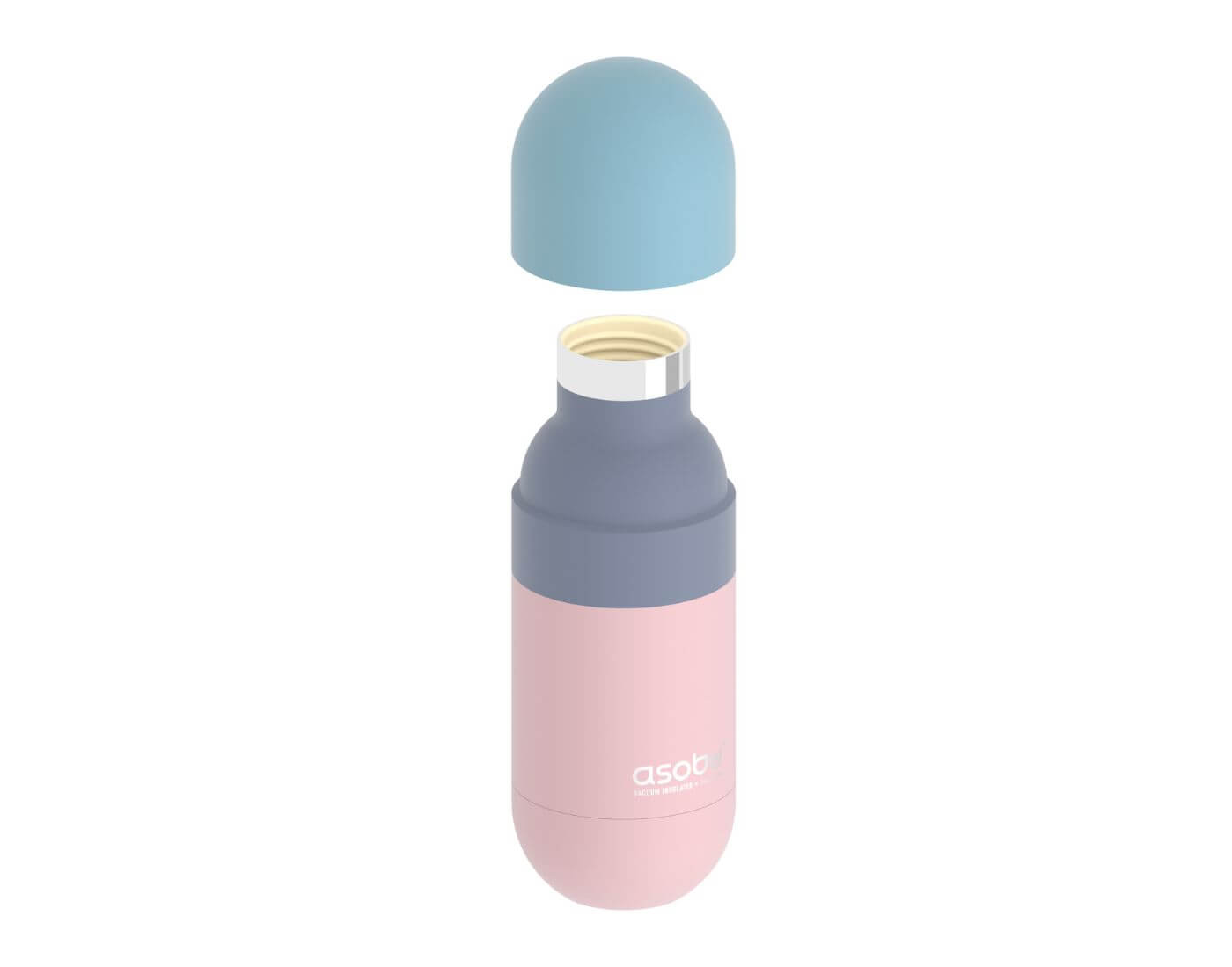 ORB Edelstahltrinkflasche mit Trinkbecher - Pastell Rosa / Blau