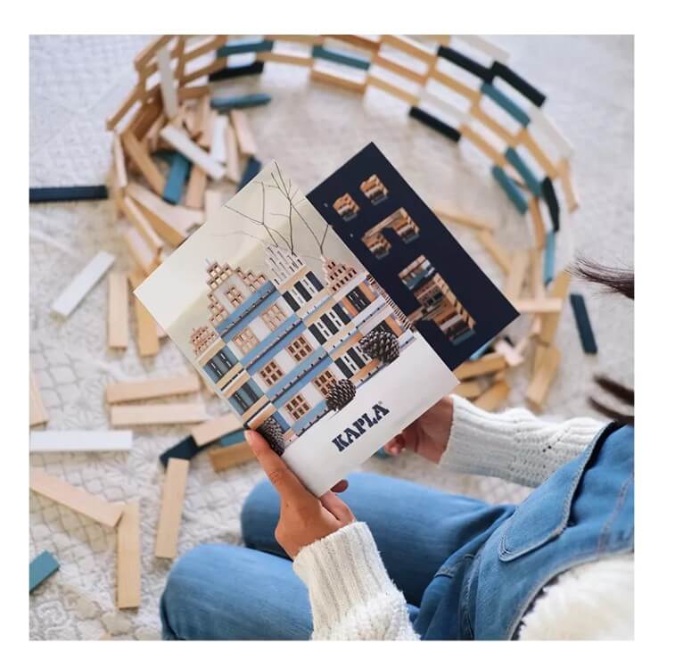 KAPLA - 200er Box - Winter Edition - Hellblau, Dunkelblau, Weiß, Natur