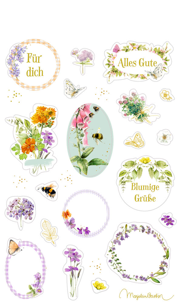 Stickerbogen: Sticker u. Etiketten GartenLiebe - M. Bastin