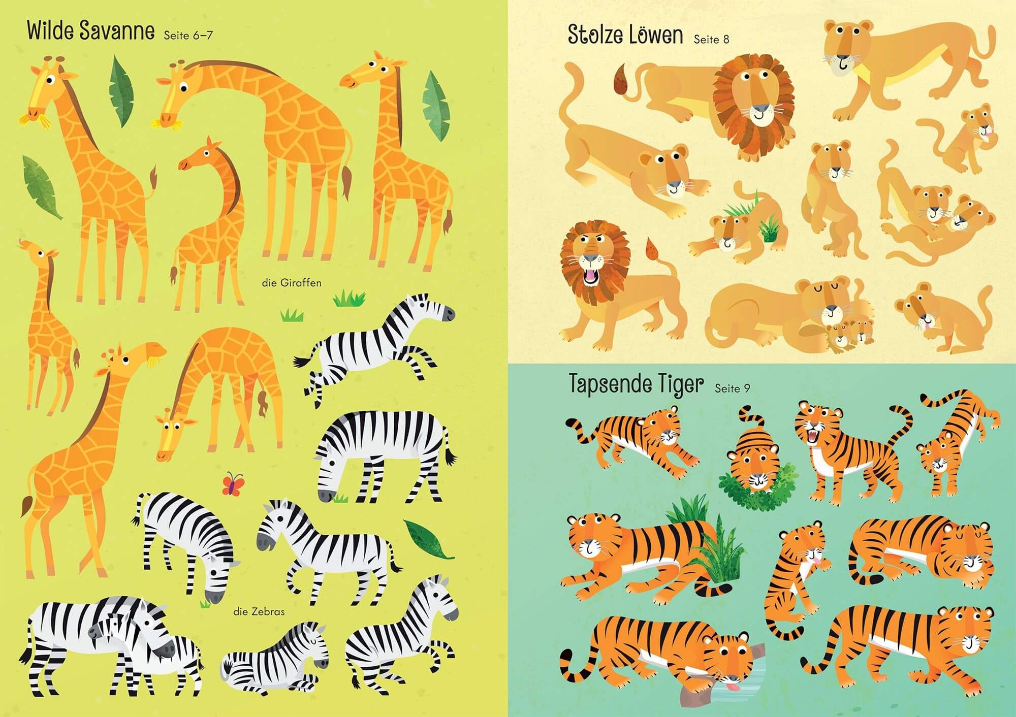 9781789410976_spread_image_1_-1 Holly Bathie: Mein Immer-wieder-Stickerbuch - Tiere im Zoo