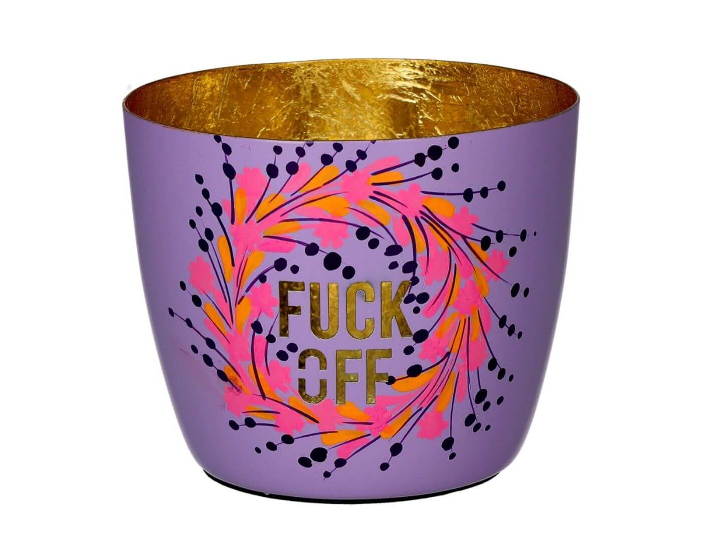 MADRAS Windlicht M, Fuck off - lila/ gold