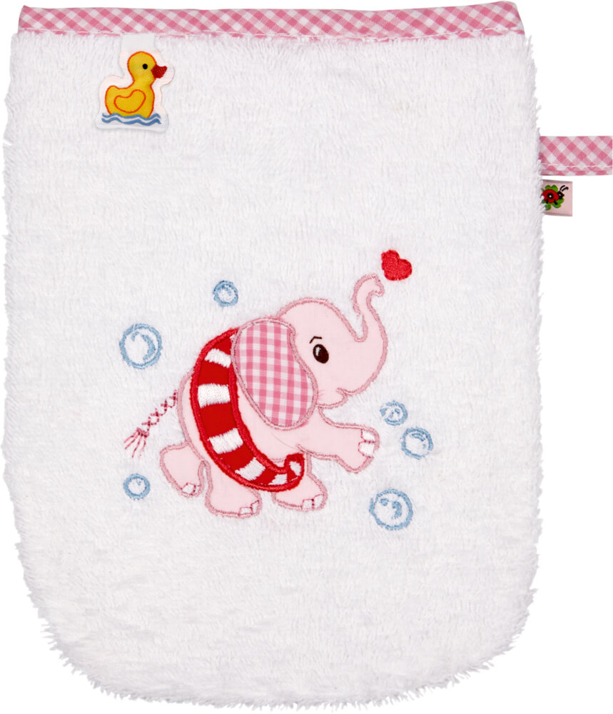 4029753187413-1 Waschhandschuh Elefant, rosa - BabyGlück