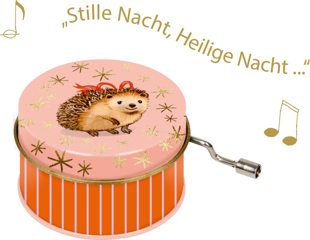 Kleine Metall-Spieluhr - Wintertiere im Weihnachtswald (einzeln)