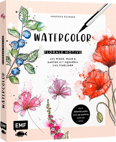 WATERCOLOR – FLORALE MOTIVE AUS WIESE, WALD & GARTEN MIT AQUARELL UND FINELINER