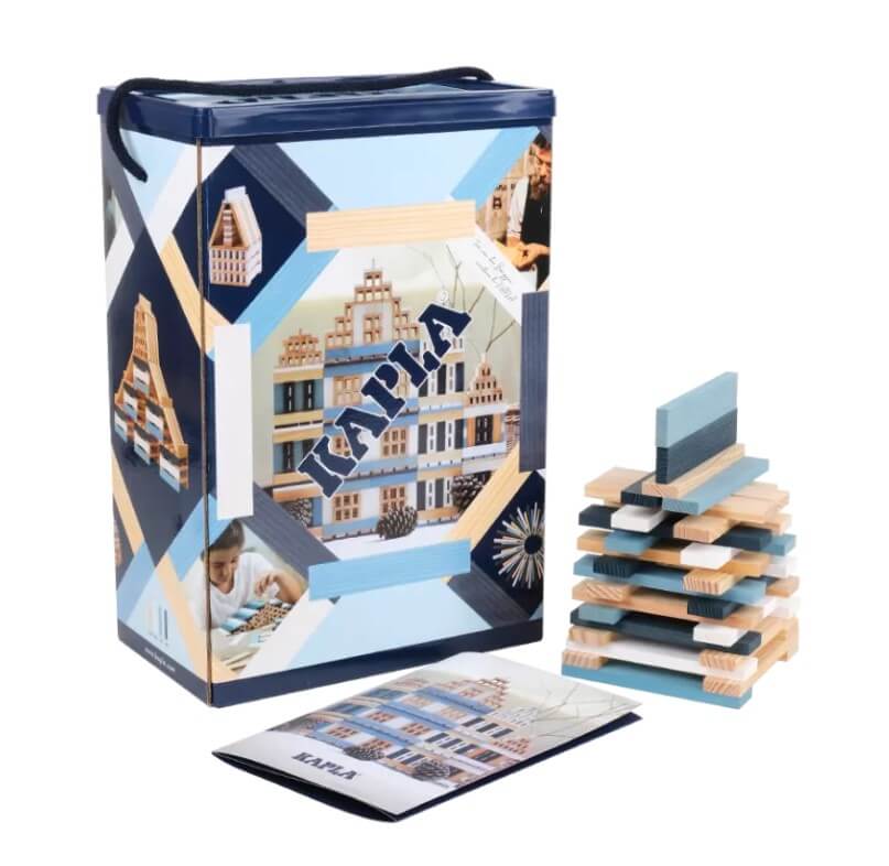 KAPLA - 200er Box - Winter Edition - Hellblau, Dunkelblau, Weiß, Natur