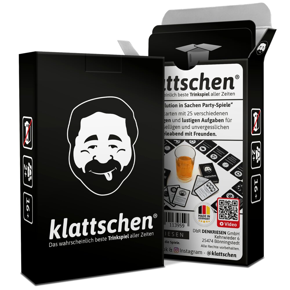 klattschen® - Trinkspiel - SPIELKARTENKARTON - Das wahrscheinlich beste Trinkspiel aller Zeiten