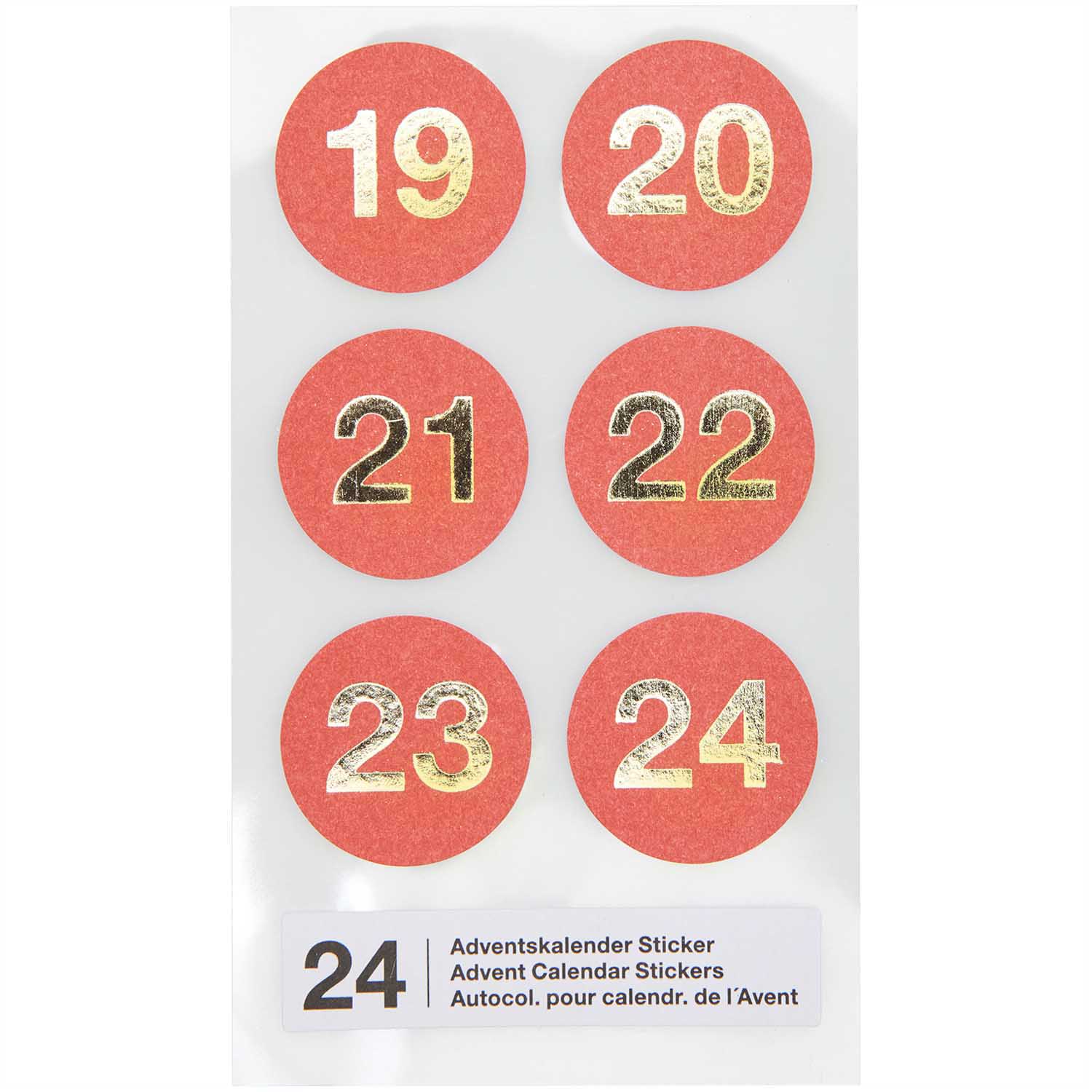 ADVENTSKALENDER STICKER ZAHLEN 1-24 ROT PAPER POETRY