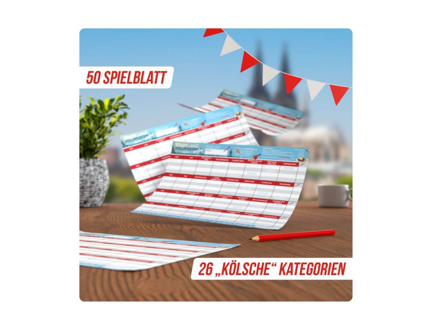 Stadt Land Vollpfosten® Spielblock | Köln Edition