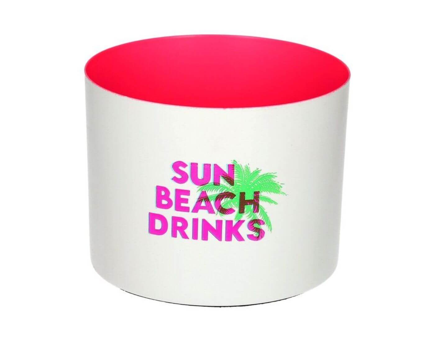 Goa, Windlicht, Motiv: Sun, beach, drinks, weiß/neon pink