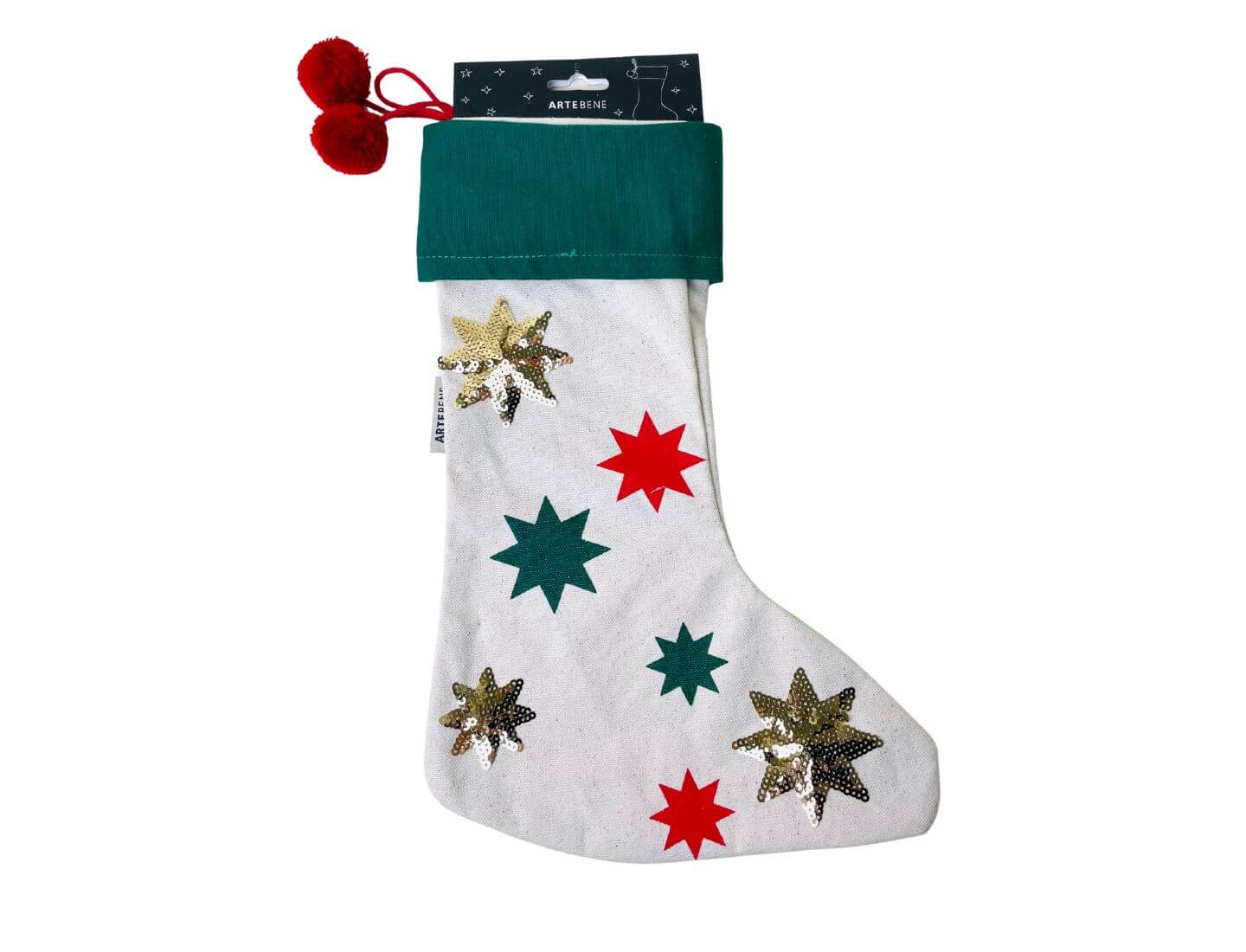 Geschenksack Stiefel - Sterne rot, grün, gold