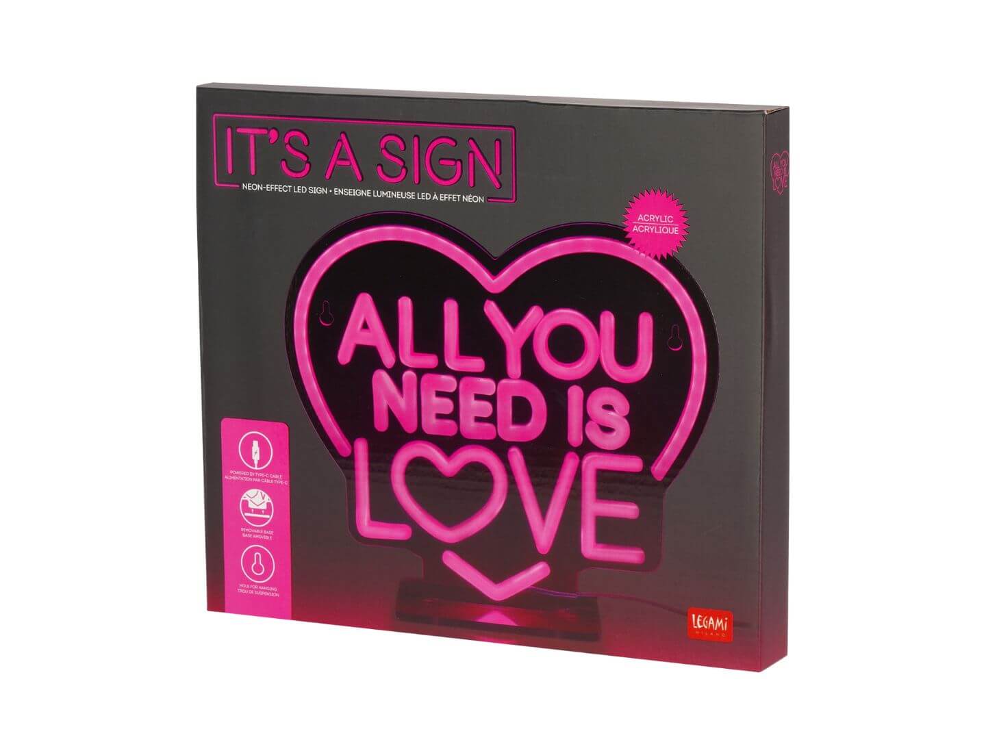 LED-Lampe mit Neoneffekt - All You Need is Love - It’s a Sign