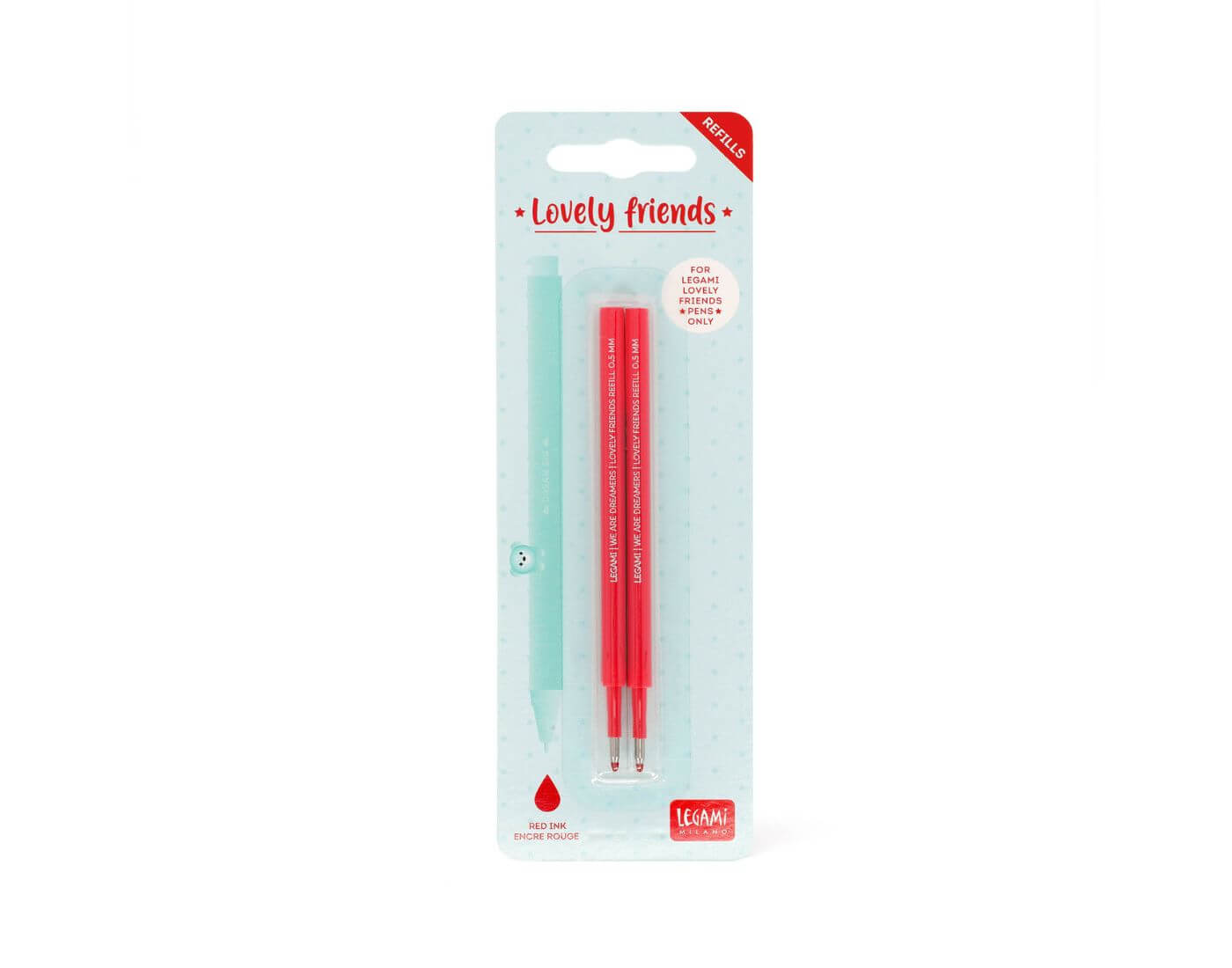 Set mit 2 Ersatzpatronen für Gelstift - Lovely Friends - Rot