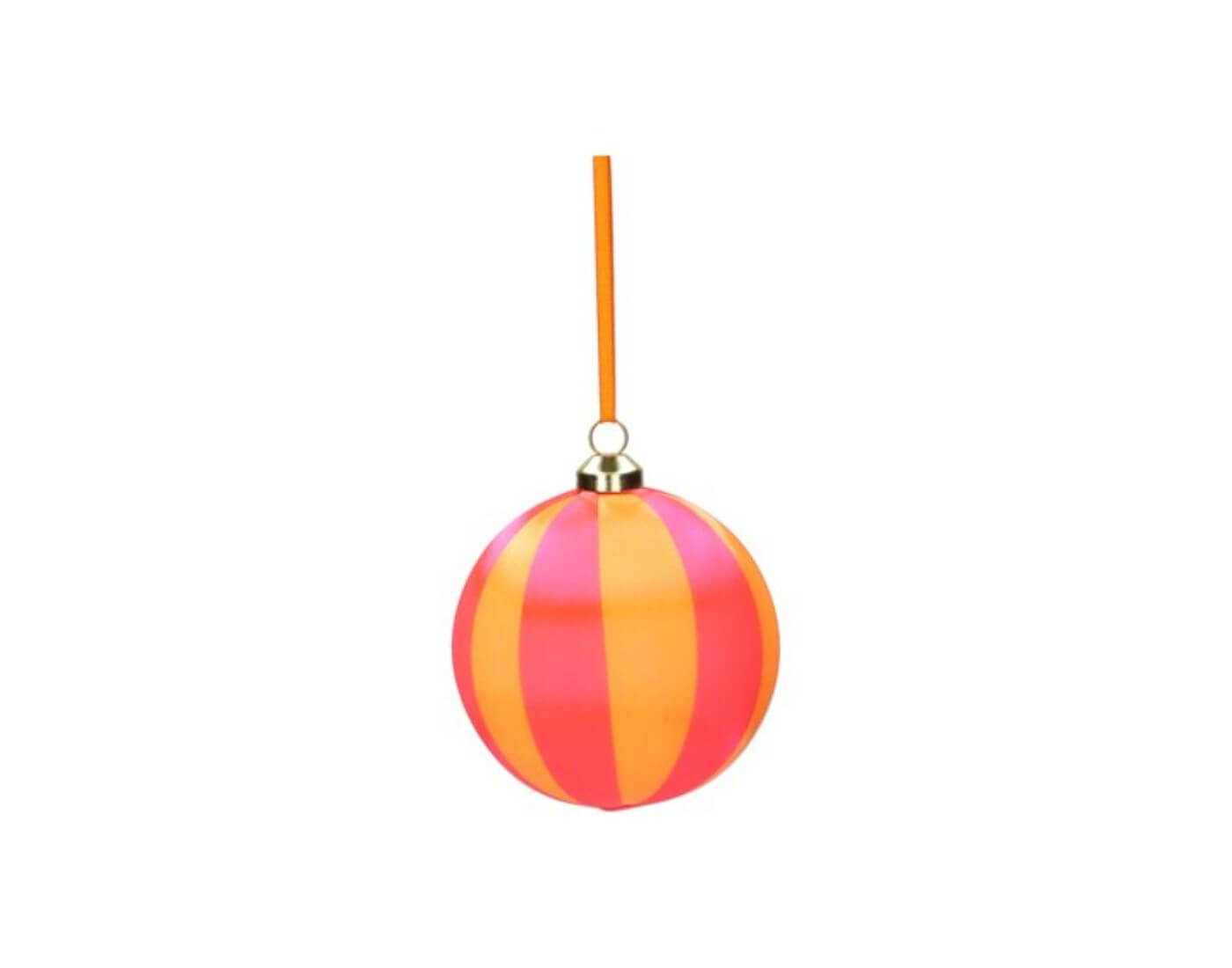 Chinois, Weihnachtskugel, 8cm, Streifen, pink/orange