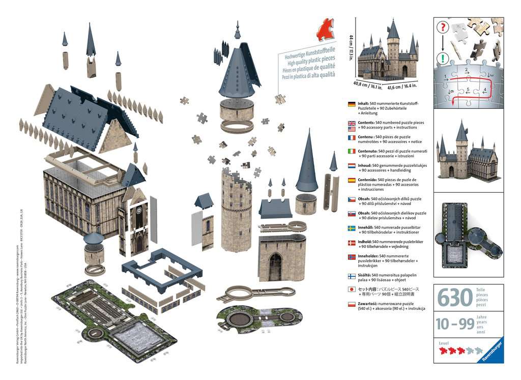 Harry Potter Hogwarts Schloss - Die Große Halle - 540 Teile - 3D Puzzle Nr. 11259