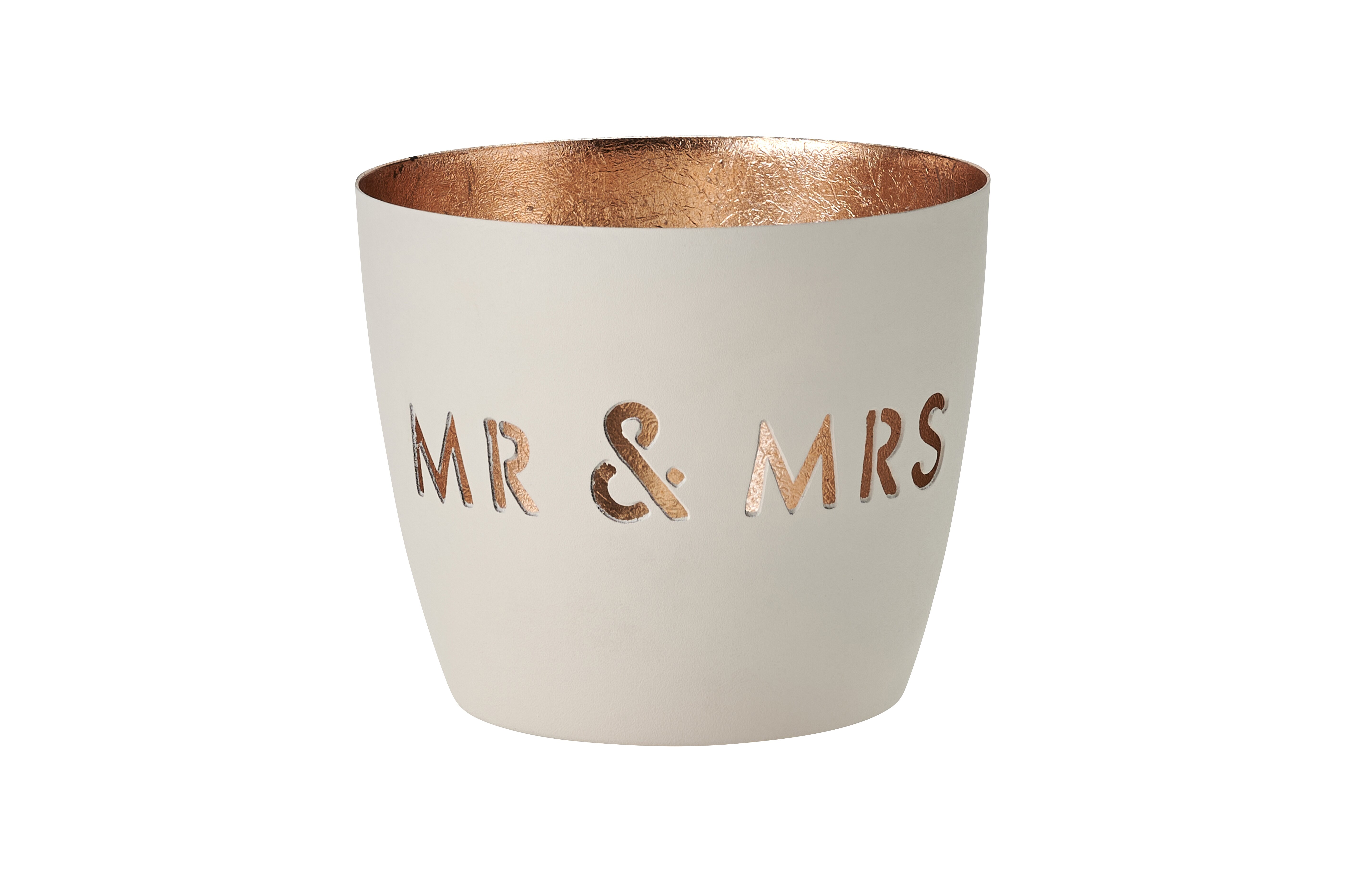 1063204001 Madras, Windlicht, M, Mr & Mrs, weiß/gold
