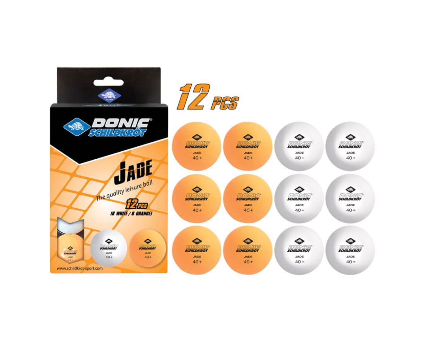 schildkroet-tischtennis-ball-1 Tischtennisball Jade, Poly 40+, 6x Weiß / 6x Orange