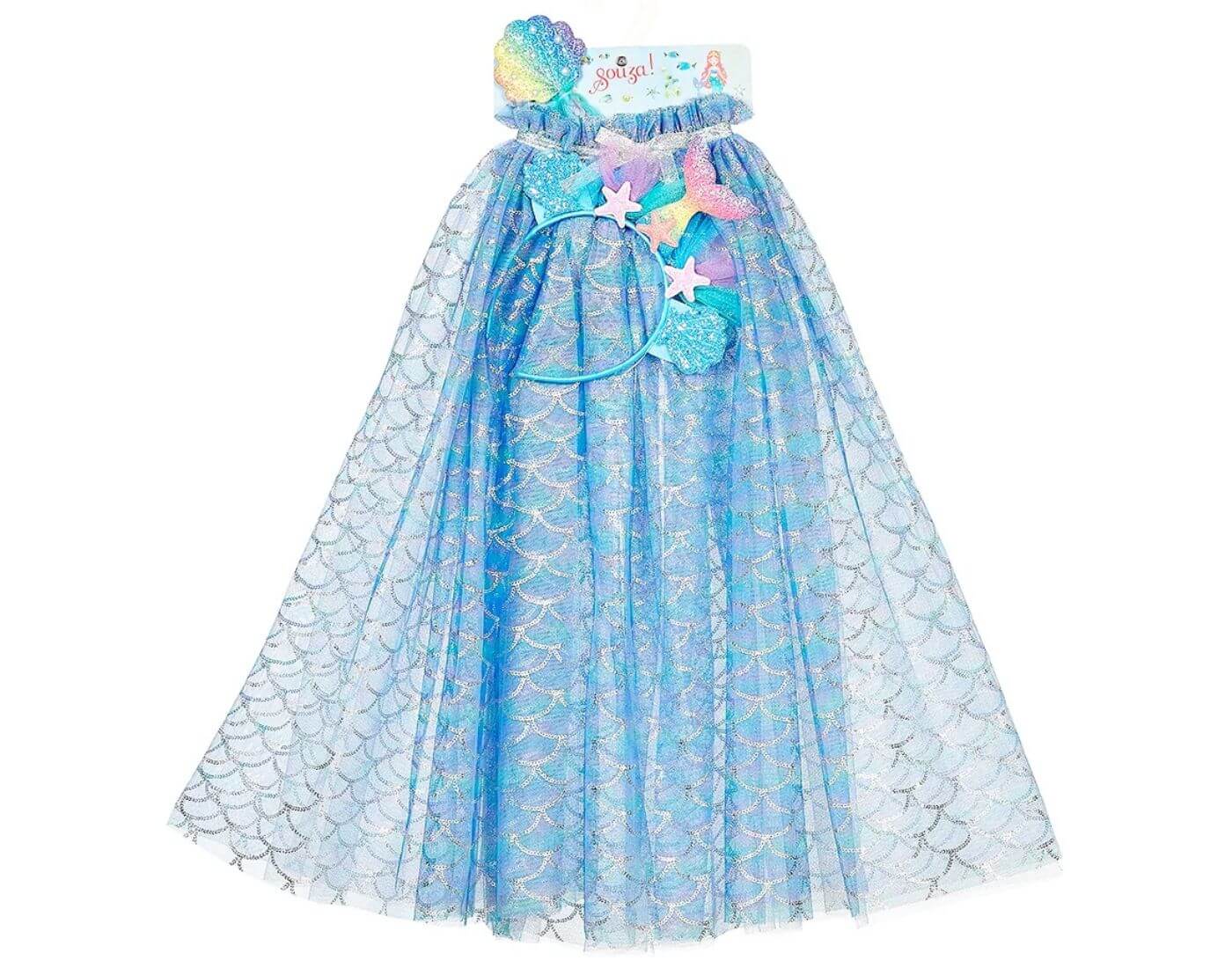 Marlya Meerjungfrau Cape + Tiara + Zauberstab Set, 3-4 Jahre
