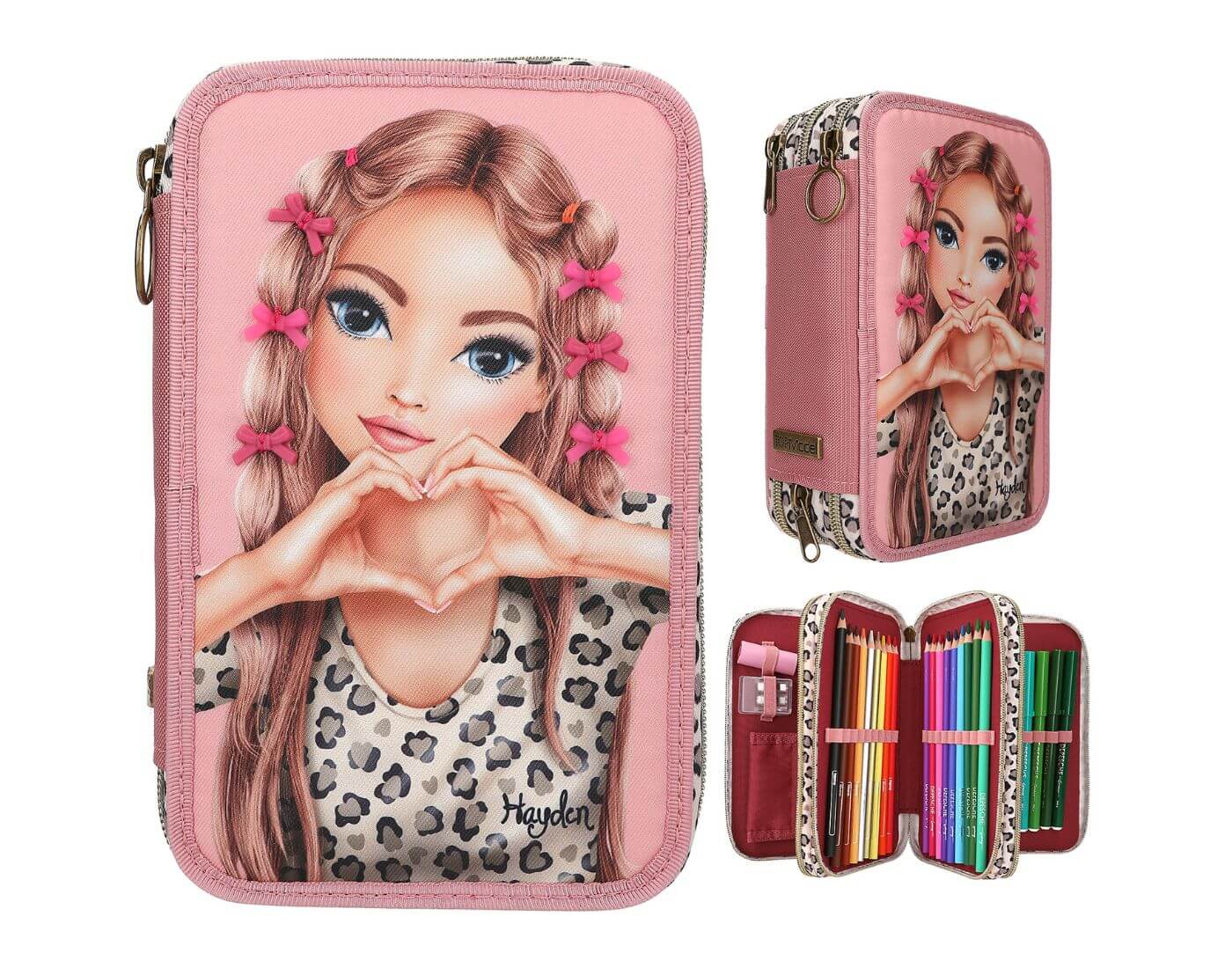 TOPModel 3 Fach Federtasche mit Schleifen LEOHEART
