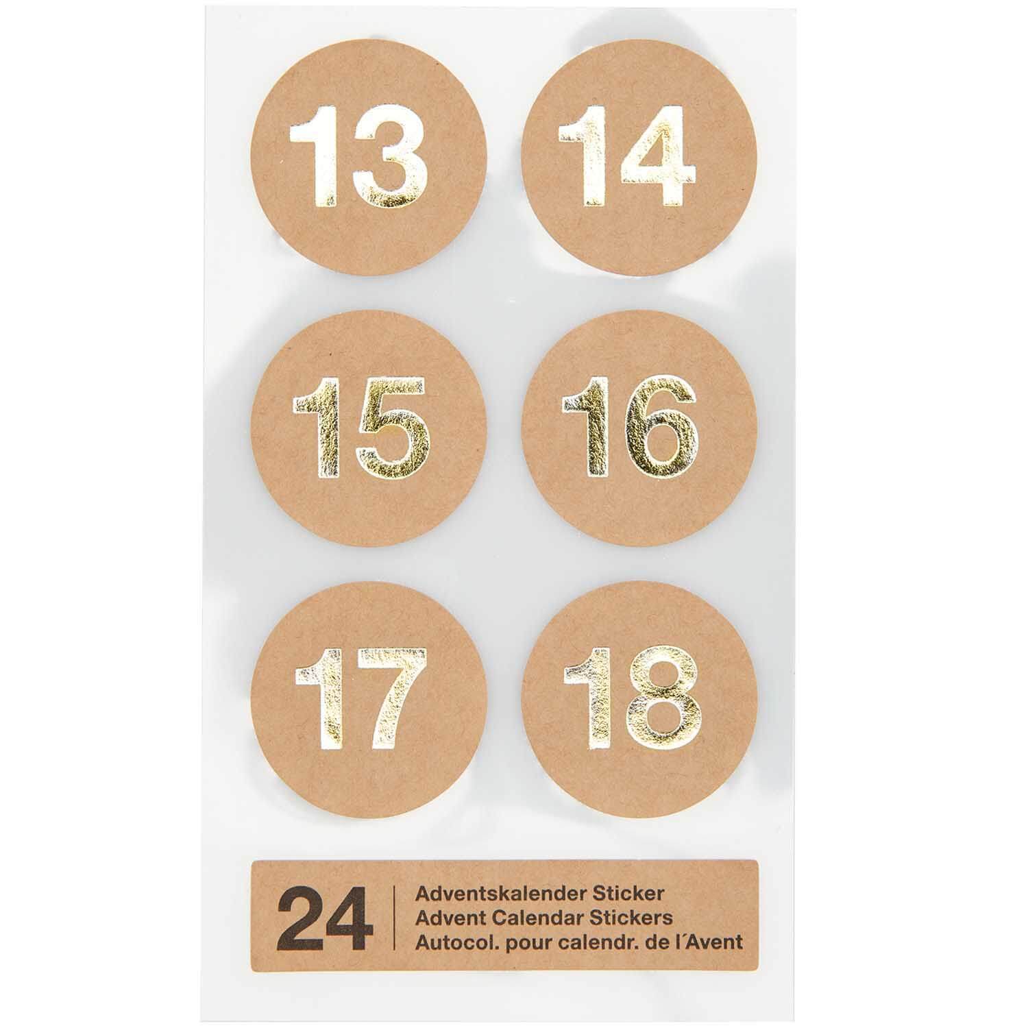 300135_4-1 ADVENTSKALENDER STICKER ZAHLEN 1-24 KRAFTPAPIER PAPER POETRY