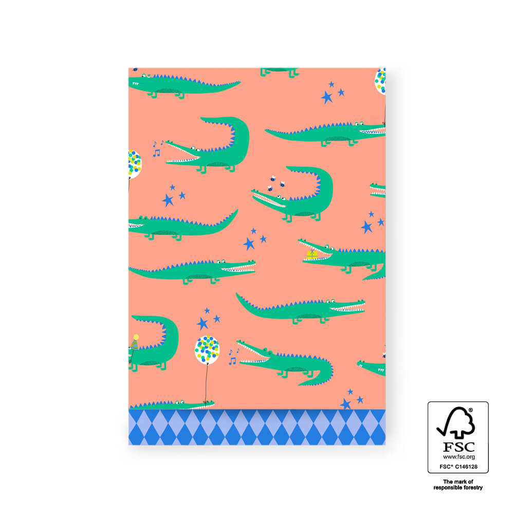 Geschenktüte - Crocodile Salmon - Harlequin Blue - 17 x 25 cm