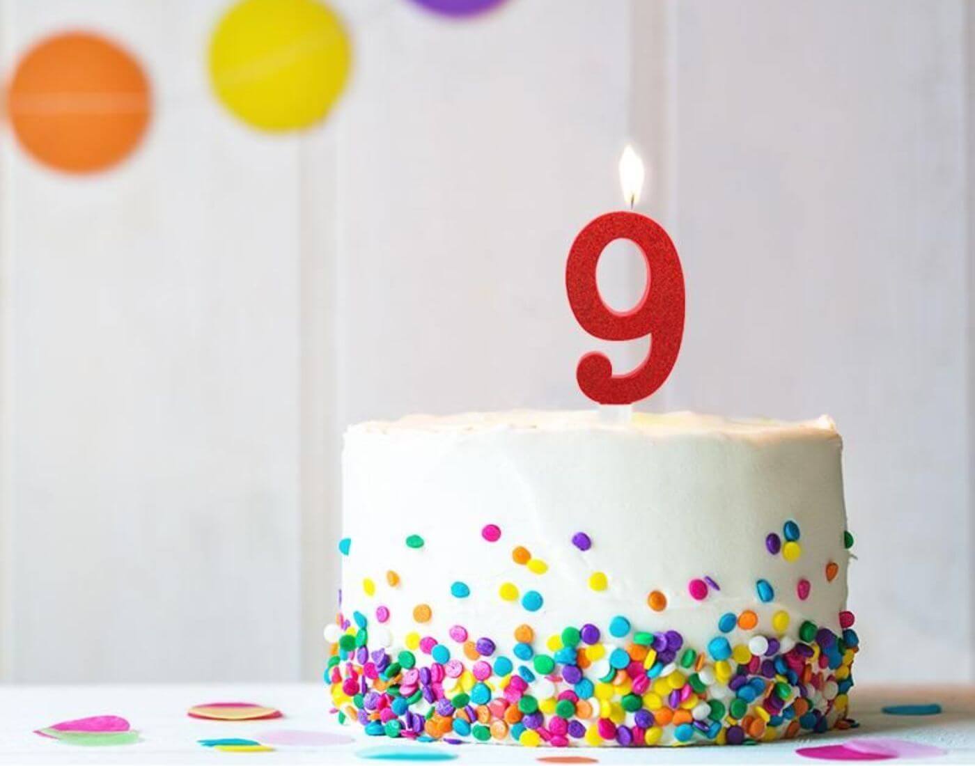 BIRTHDAY FUN Zahlenkerze 9 Glitter Maxi, 6-fach sortiert