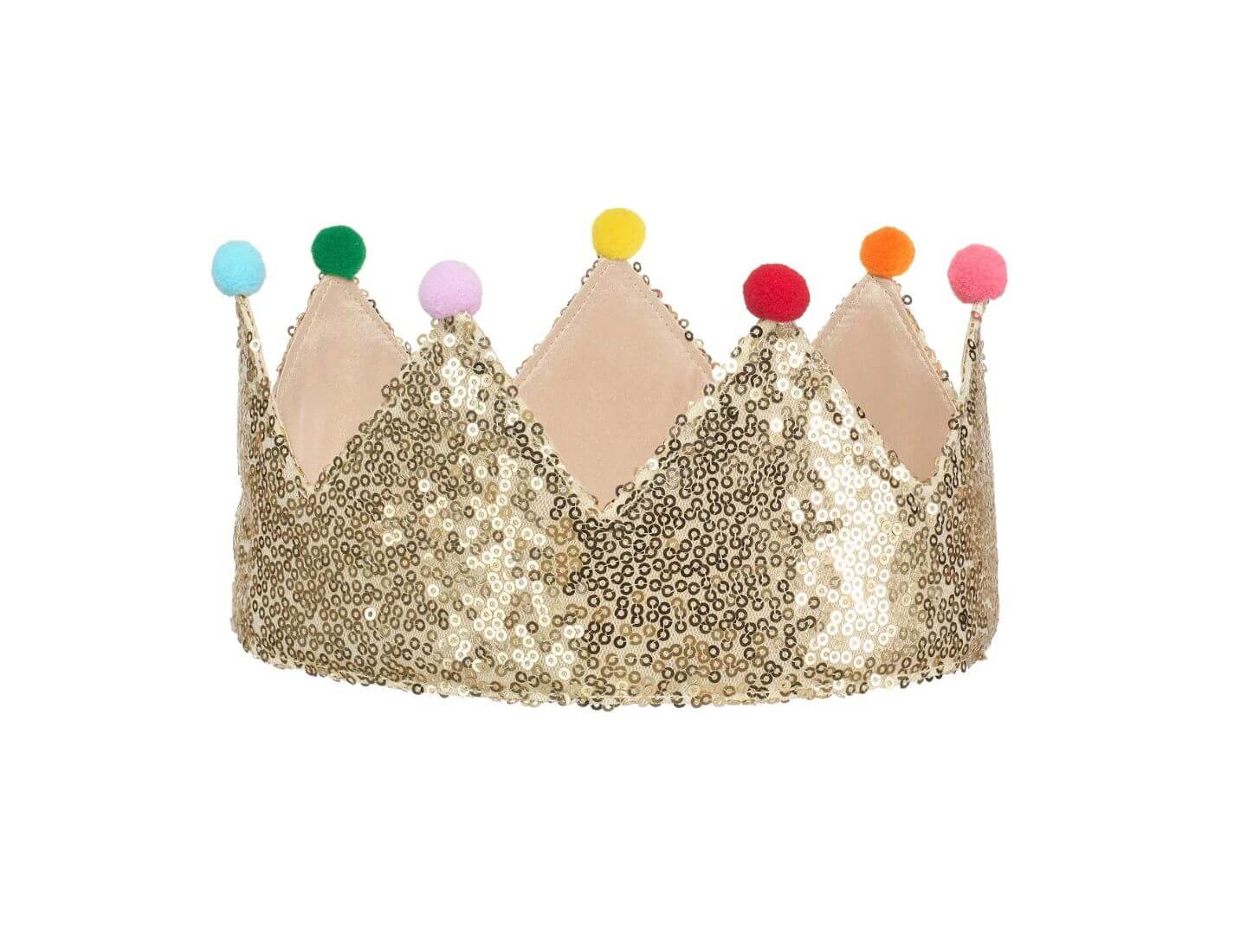 Goldene Pailletten-Pompom-Krone