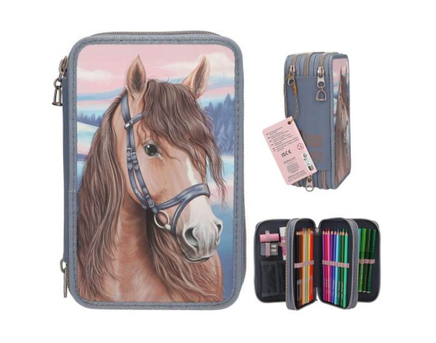 Miss Melody 3 Fach Federtasche mit 3 D Effekt