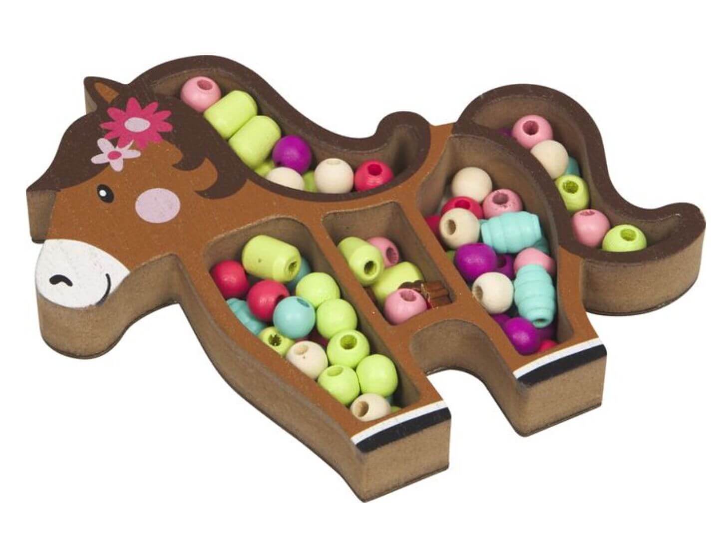 Holzperlenset in ponyförmiger Schale - Mein kleiner Ponyhof