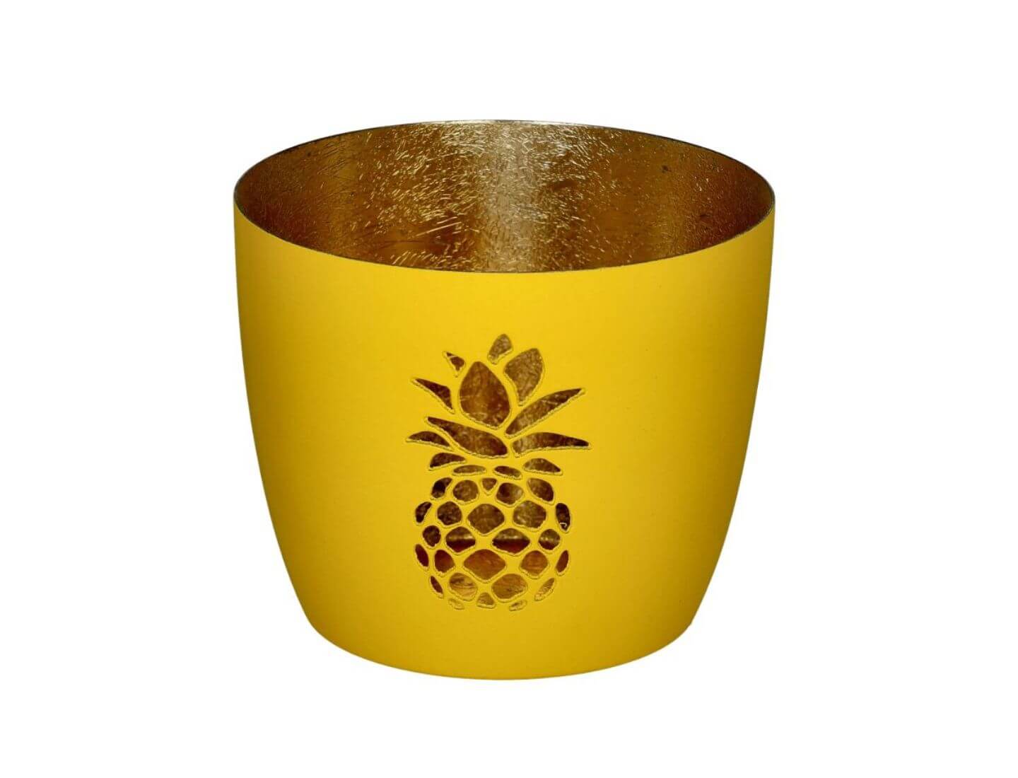 MADRAS Windlicht, M, Ananas - neon gelb/ gold
