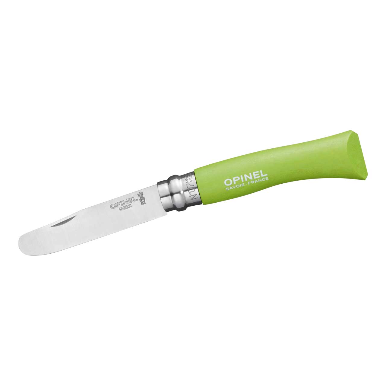 Opinel No 07, Kindermesser, rostfrei, Buchenholz, verschiedene Farben