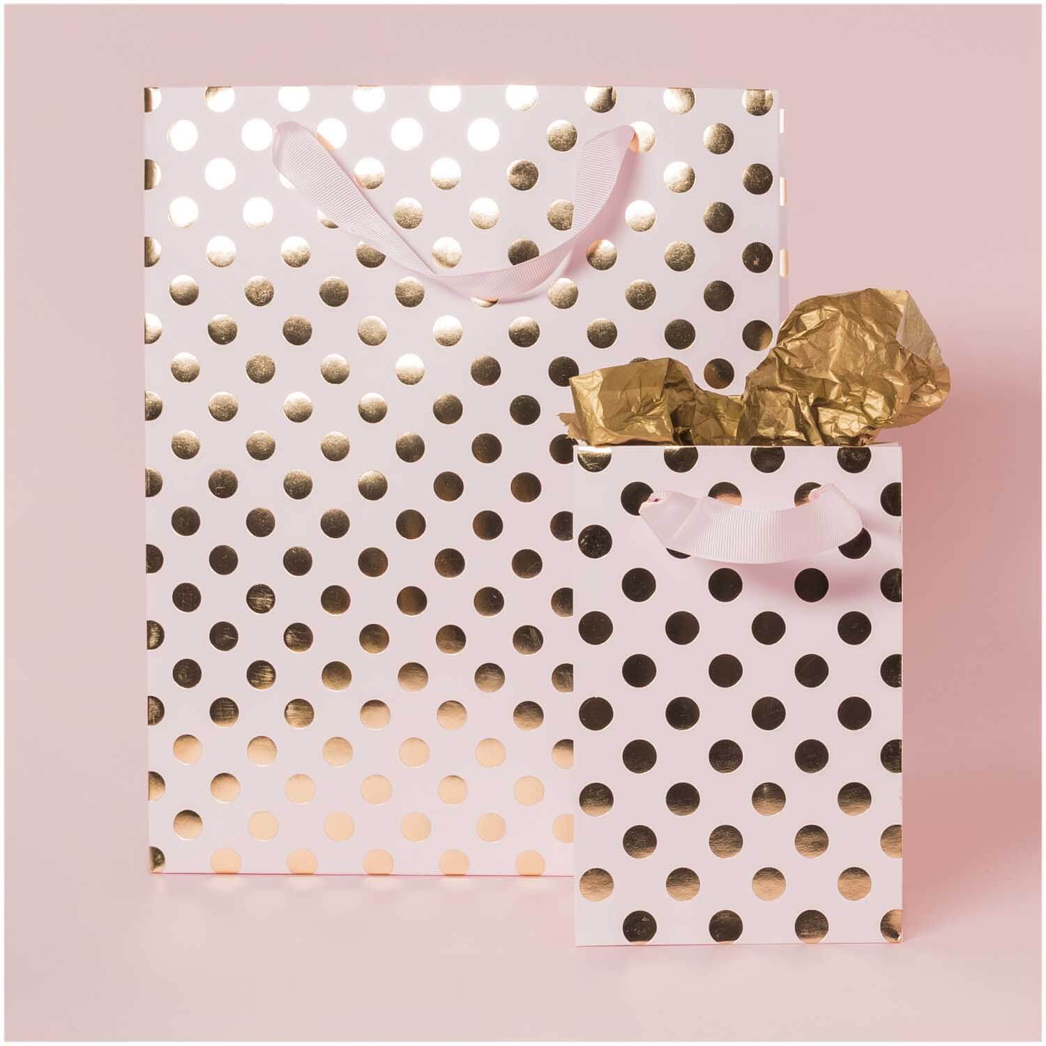 99001-71-49_aw_1-1 Rico Design Geschenktüte rosa Punkte gold 18x26x12cm
