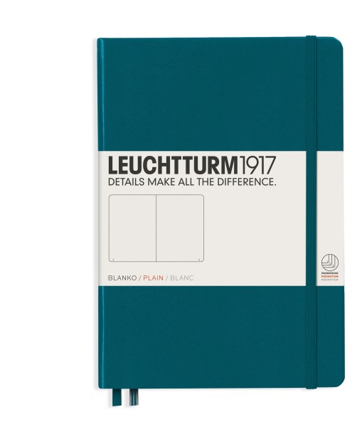Notizbuch Medium (A5), Softcover, 123 nummerierte Seiten, Pacific Green, blanko