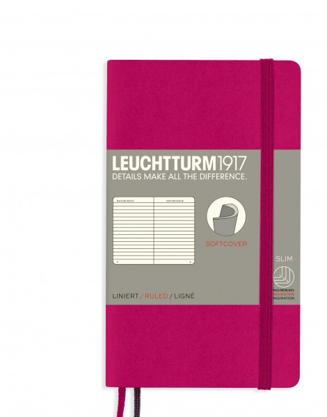 Notizbuch Pocket (A6), Softcover, 123 nummerierte Seiten, Berry, Liniert
