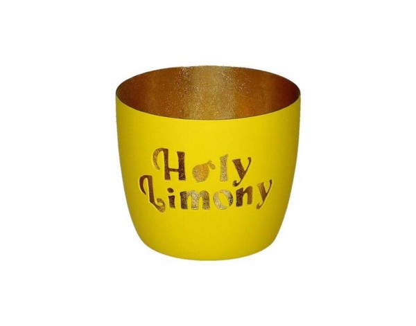 Madras, Windlicht, M, Motiv: Holy Limony, neon gelb/gold