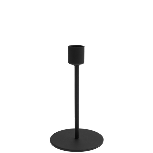 Metall Stiel-Kerzenhalter, schwarz, 14cm